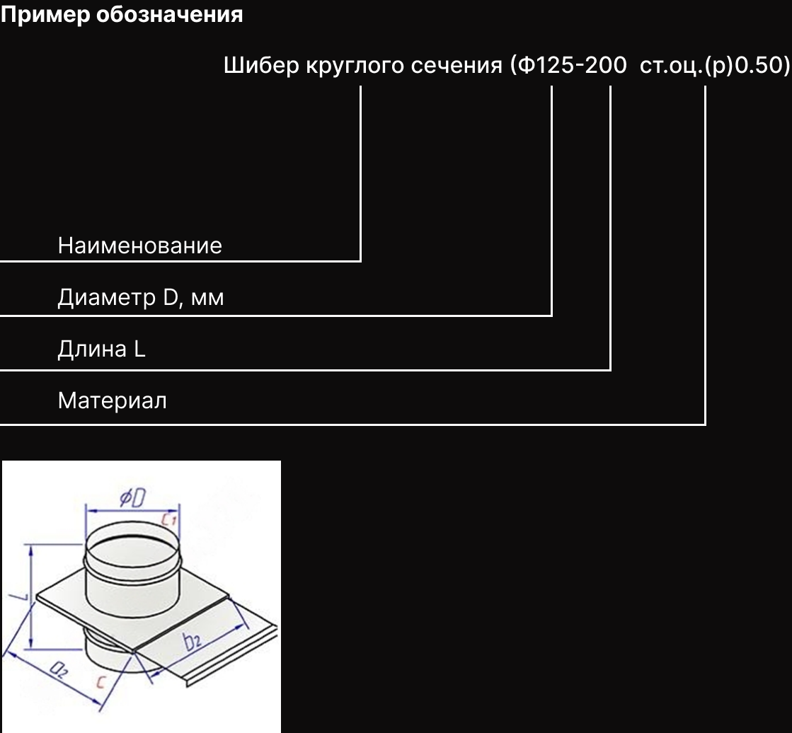 Короткое описание - Шибер круглого сечения
