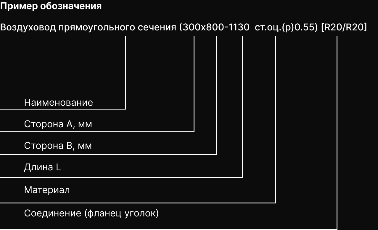 Короткое описание - Воздуховод прямоугольного сечения 1090 и 1130, 1340 и 1380