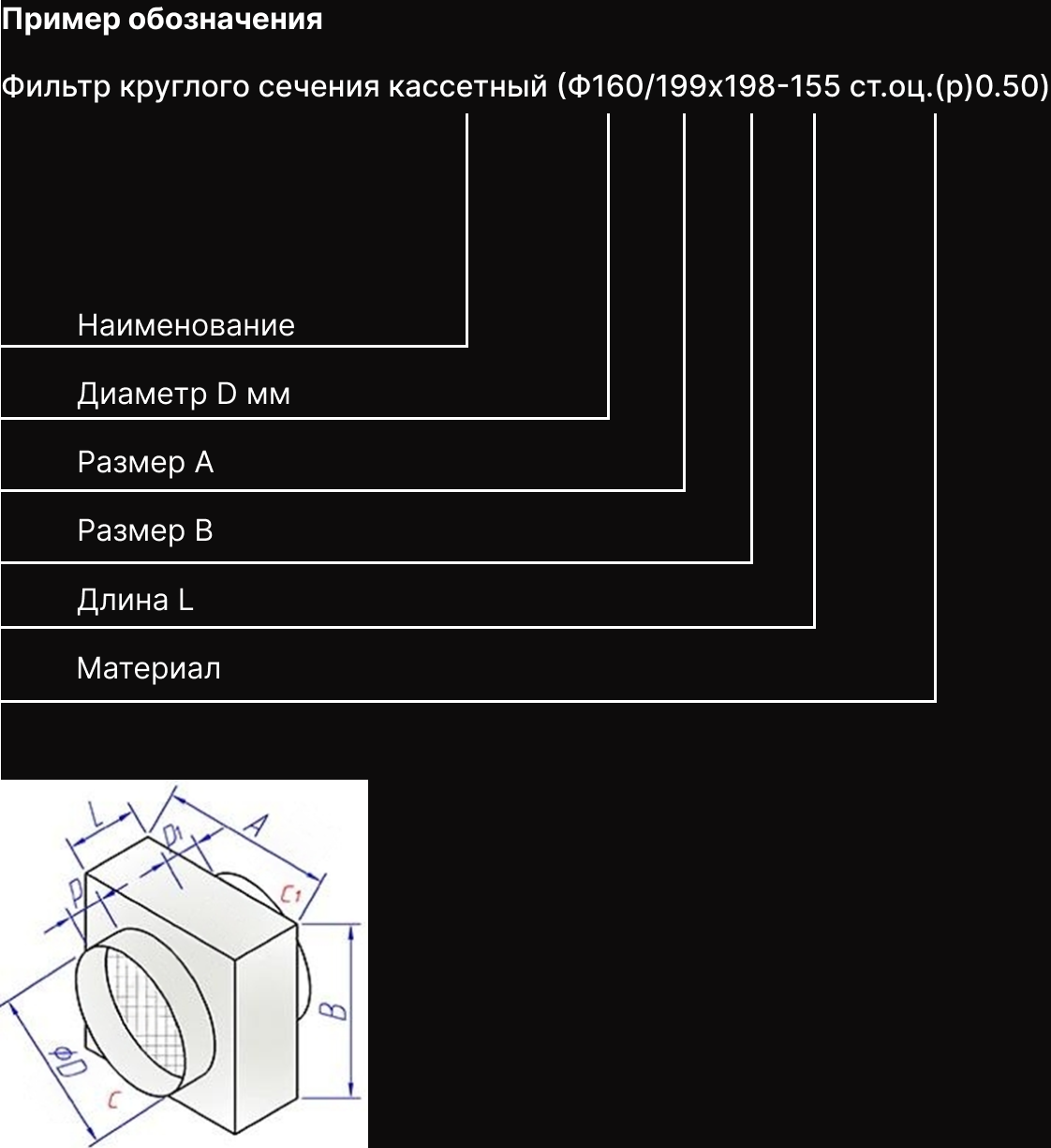 Короткое описание - Фильтр круглого сечения